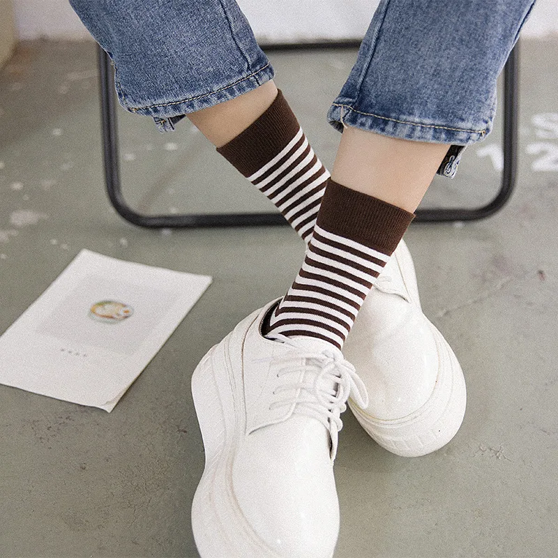 Носки; ; В Полоску Средние носки без пятки в осень-зима всех видов хлопчатобумажных Для Женщин Носки ярких цветов простой