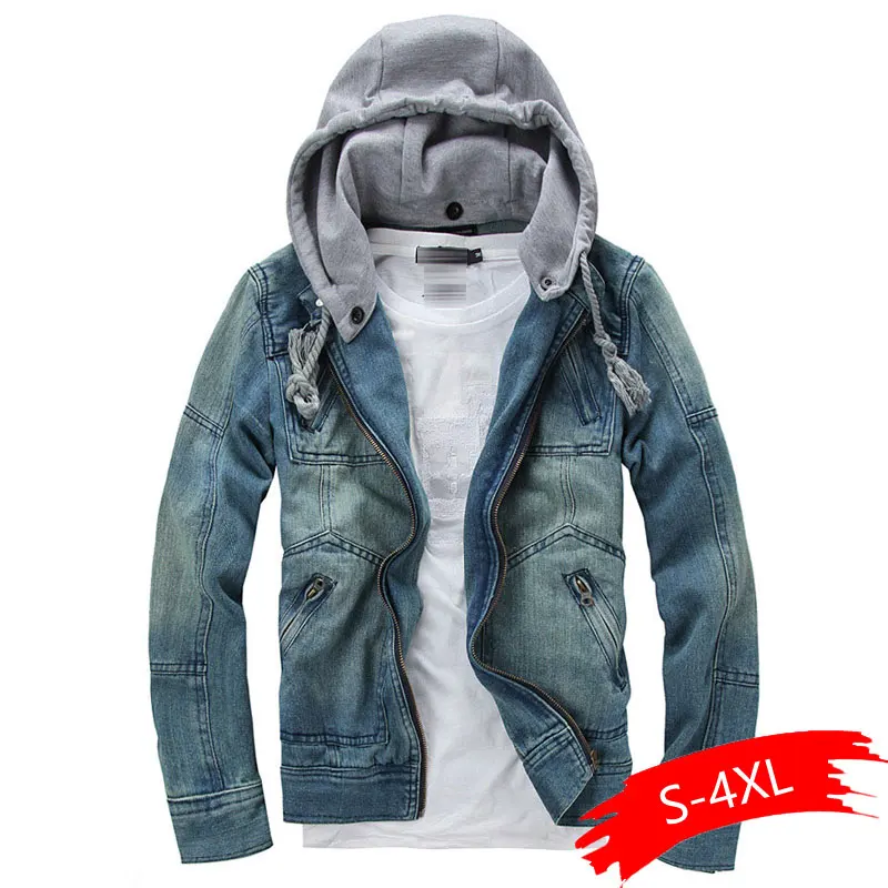 jeans jacket with cap for mens