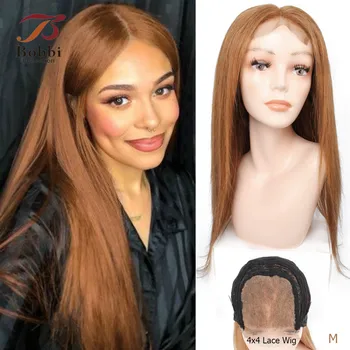 

BOBBI COLLECTION 4x4 Lace Closure Human Hair Wig 16-26 inch Color 8 Ash Blonde Pre-Plucked 150% Density Straight Non-Remy Hair