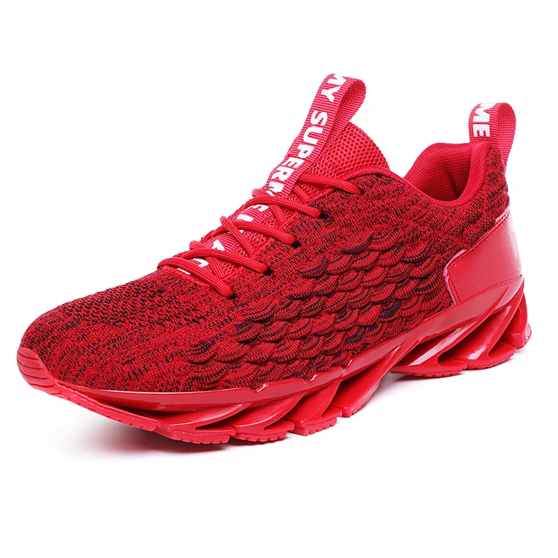 Мужская сетчатая повседневная обувь дышащие спортивные для бега, мужские кроссовки для бега, большие размеры 46, Zapatos De Hombre, осень - Цвет: Красный