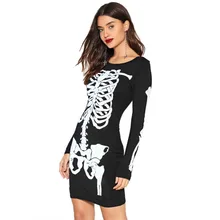 Костюм Скелета для хеллоуина, платье скелета в европейском и американском стиле,, вечерние женские платья для косплея