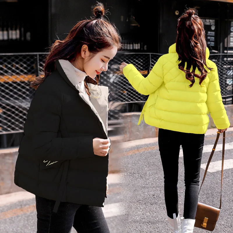 

Short Loose-Fit Versatile Comfortable Long Sleeve 2018 Winter New Style Solid Color Cotton-padded Clothes