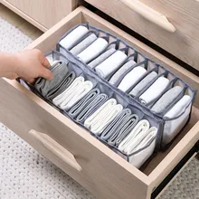 Boîte de rangement de sous-vêtements, tiroirs pliants en maille à 11 grilles, boîte de rangement avec compartiments pour accessoires chaussettes soutien-gorge sous-vêtements