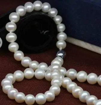 

Fashion jewelry Free Shipping classic round south sea 9-10mm south sea round white pearl necklace18"