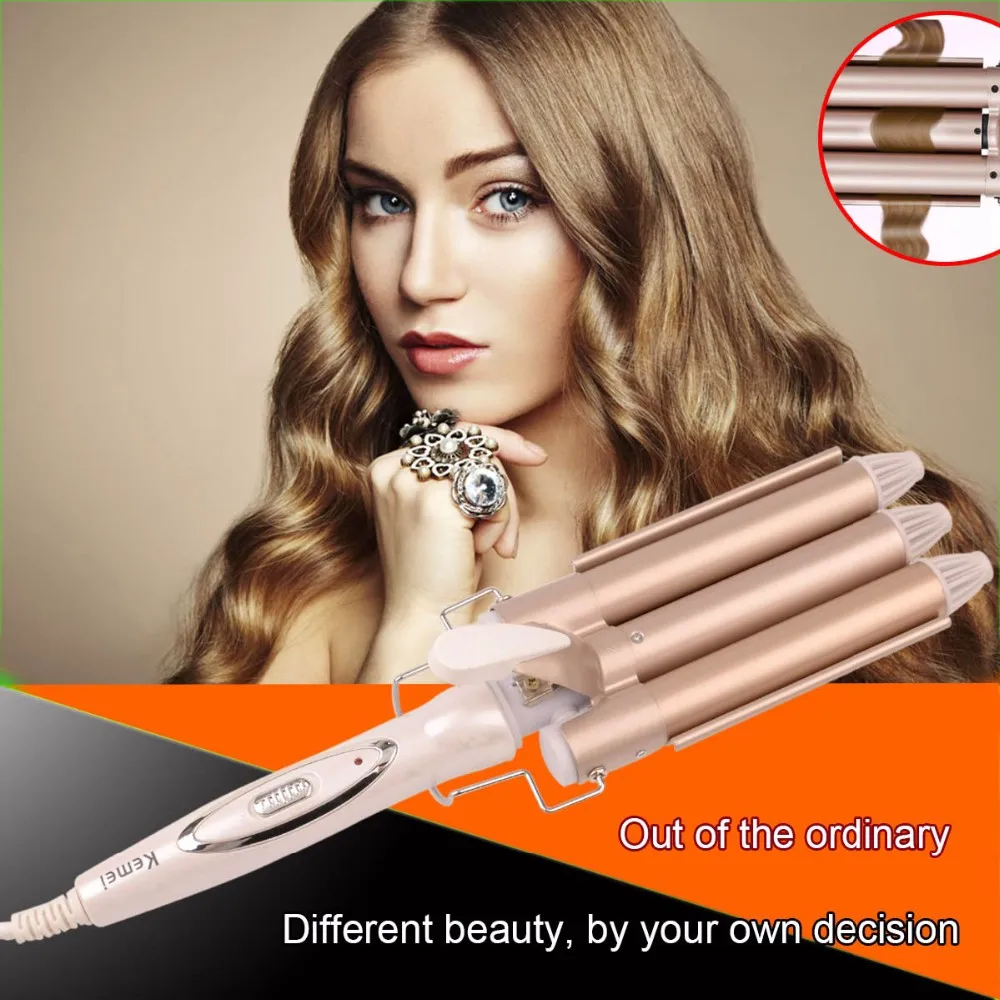 

Professional Hair Care Styling Tools Curling Hair Curler Wave Hair Styler Curling Irons 3 Barrel Hair Crimper 110-240v