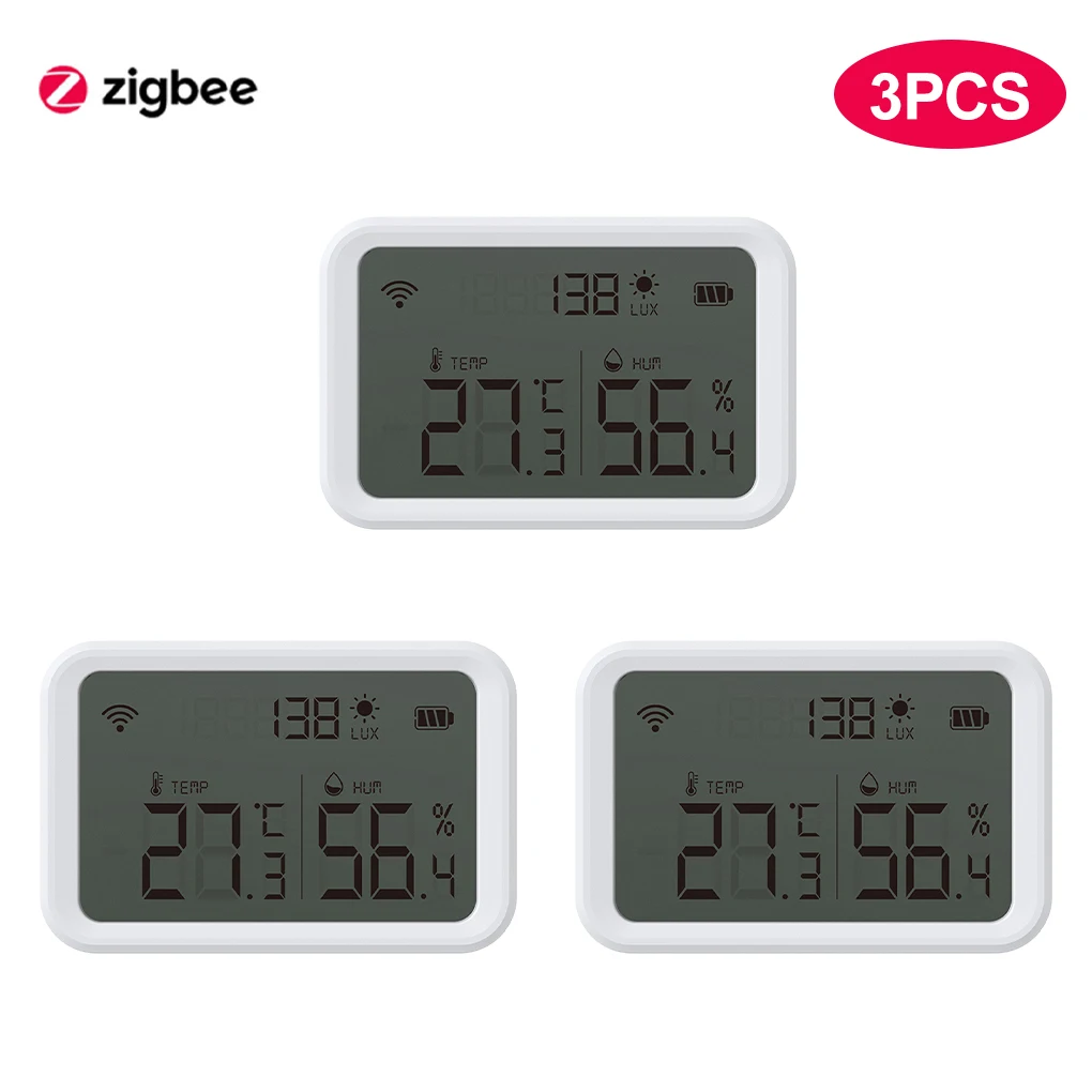 Tuya Wifi Zigbee Temperature Humidity Sensor Lux Light Detector Indoor