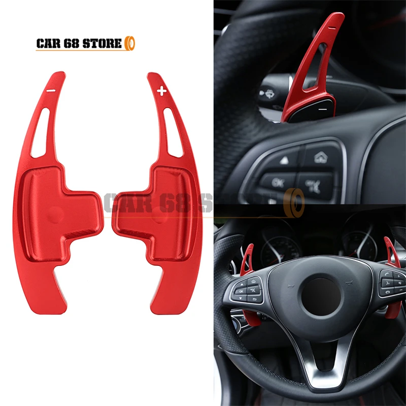 4 Pcs/set Car Steering Wheel Shift Paddles Aluminum Alloy Extensions Red Auto Parts Fit For