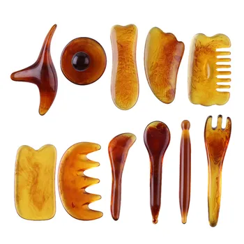 

Natural Resin Beeswax Amber Guasha Scraper Face Neck Back Body Massage Scraping Tool SPA Therapy Massage Board