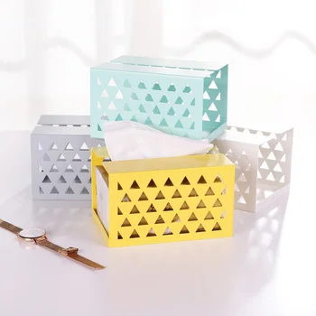 

Wrought Iron Geometric Tissue Box Tissue Box Cover Rectangular Metal Tissue Box for Paper Facial Tissues Tissue Box Hold HUG