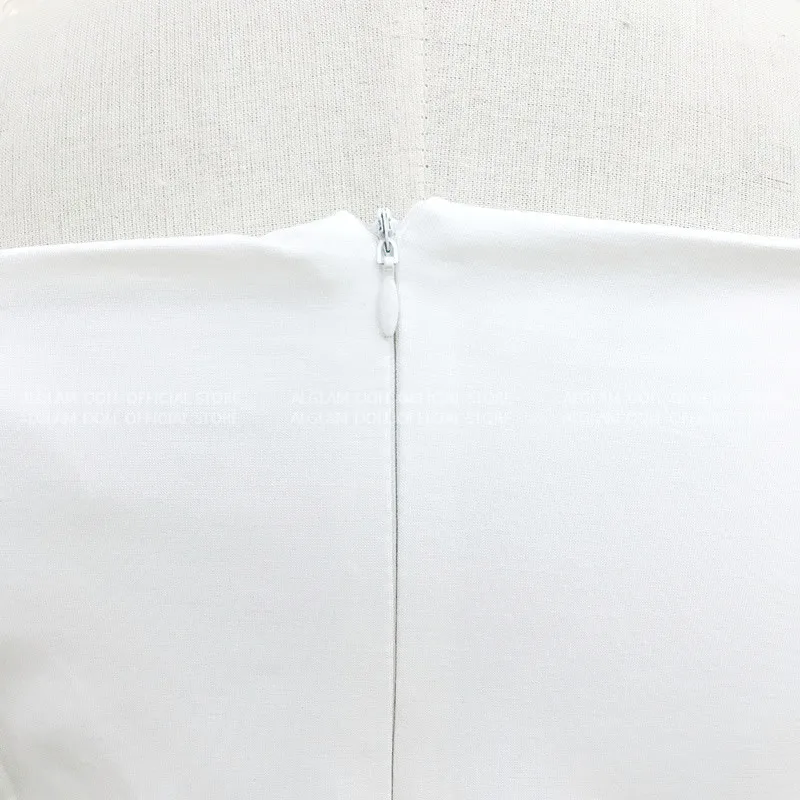 Весна Slash шеи Белый Bodycon Оболочка Высокая талия шифон Patchwok длиной до колена рыбий хвост Вечерние платья
