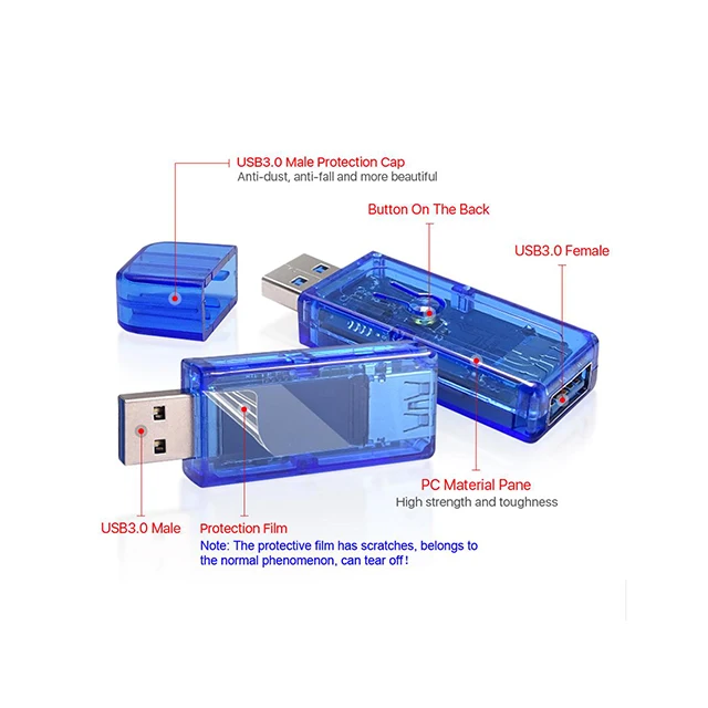 

A5-- AT35 USB3.0 Digital HD Color Screen USB Tester Voltmeter Voltage Current Meter Energy Battery Capacity Test