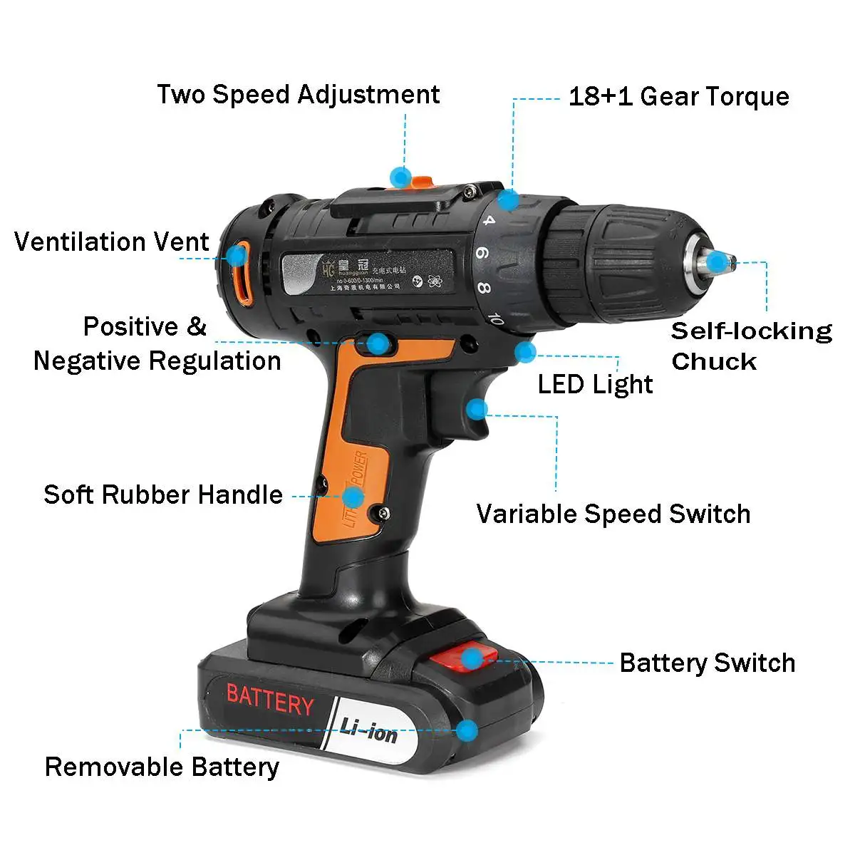 21V Electric Drill Cordless Rechargeable Driver