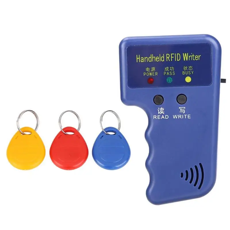 

Black/Blue Duplicator Key Handheld 125KHz RFID ID Card Copier Writer Reader Writable EM4305 ID Card HID AWID Card Can be Copied