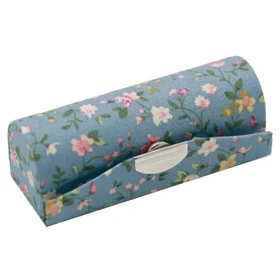 Blue - Small floral Горячая покупка Модный чехол для губной помады ретро вышитый цветочный дизайн с зеркалом Ювелирная упаковка коробка с застежкой косметички - Цвет: Blue - Small floral