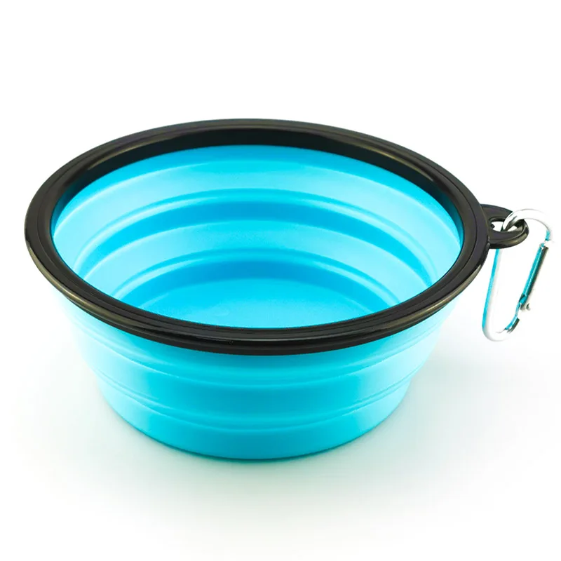 Lightblue basis bowl 1000 мл миска для домашних животных, складная силиконовая миска для путешествий, портативная миска для собак, кошек, миски для еды, универсальная миска для домашних животных - Цвет: Lightblue basis bowl