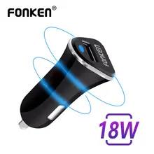 Автомобильное зарядное устройство FONKEN USB Quick Charge 3,0 быстрое автомобильное зарядное устройство Макс 18 Вт адаптер питания QC3.0 QC2.0 зарядное устройство для мобильного телефона s