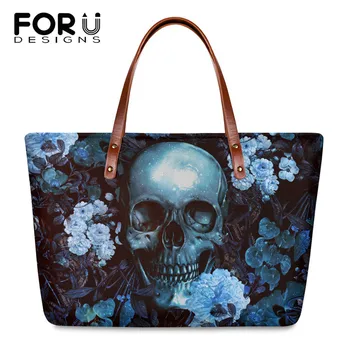 

FORUDESIGNS Women Fashion Handbags Punk Style 3D Skull Pattern Brand Designer Luxury Shoulder Bag Large Capacity Female Tote Bag