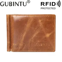 GUBINTURetro ветер анти-магнитный зажим для денег RFID головной слой воловья кожа США зажим для долларов денег стекло анти-сканирование бумажник