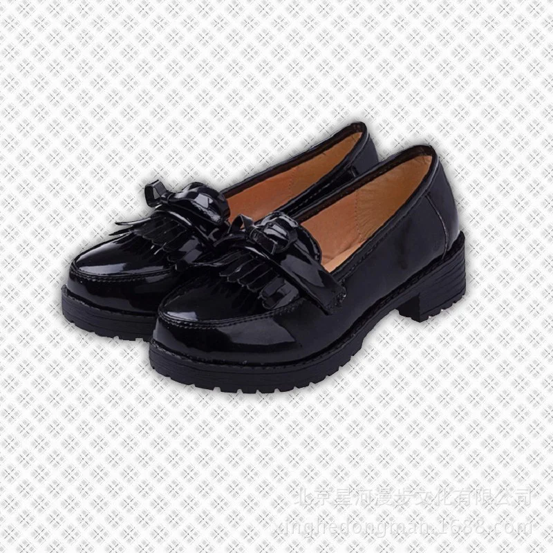 

Hell Girl COS Shoes Japanese Style STUDENT'S Shoes Uniform School Uniform Shoes Maid Loli round Shallow Mouth Leather Shoes