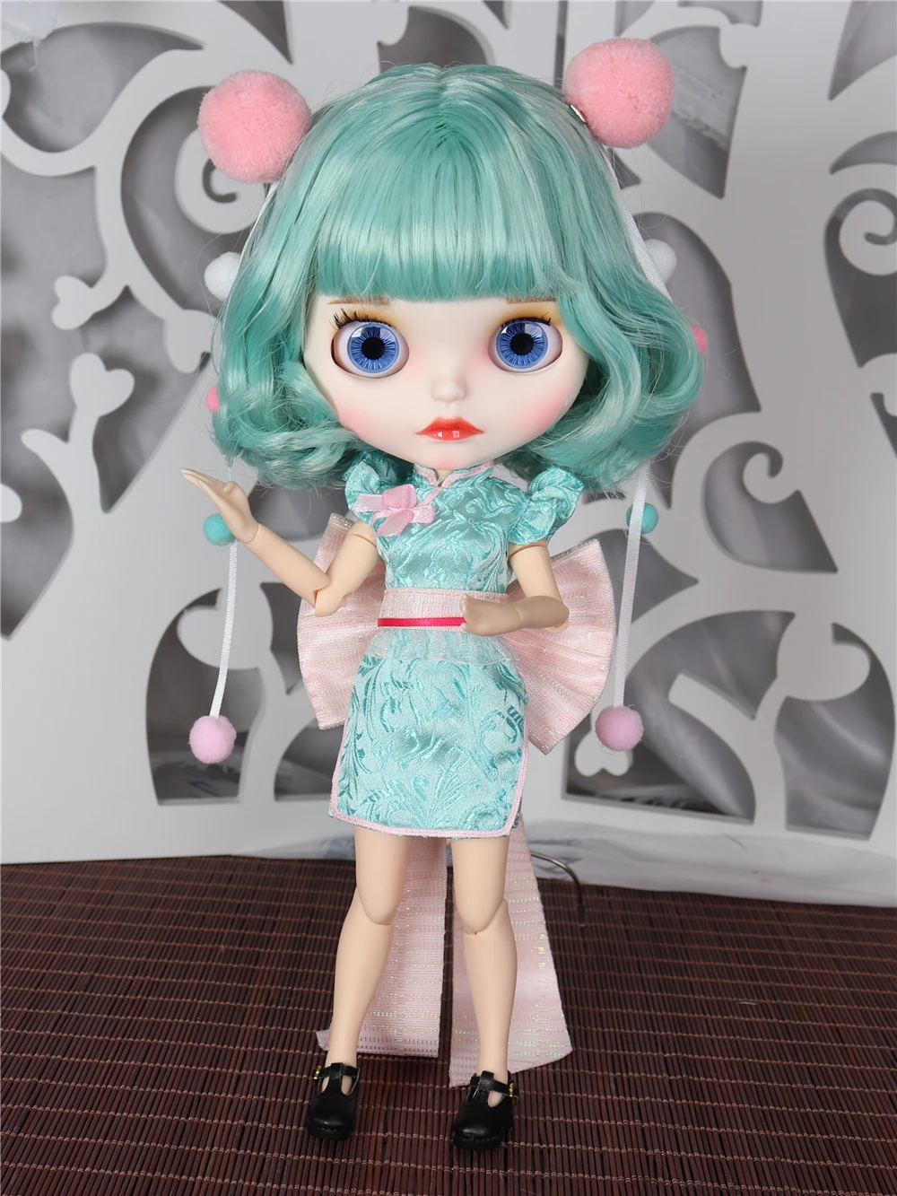 Neo Blythe Doll Chinese Traditional Kimono Dress With Hair Pins 3