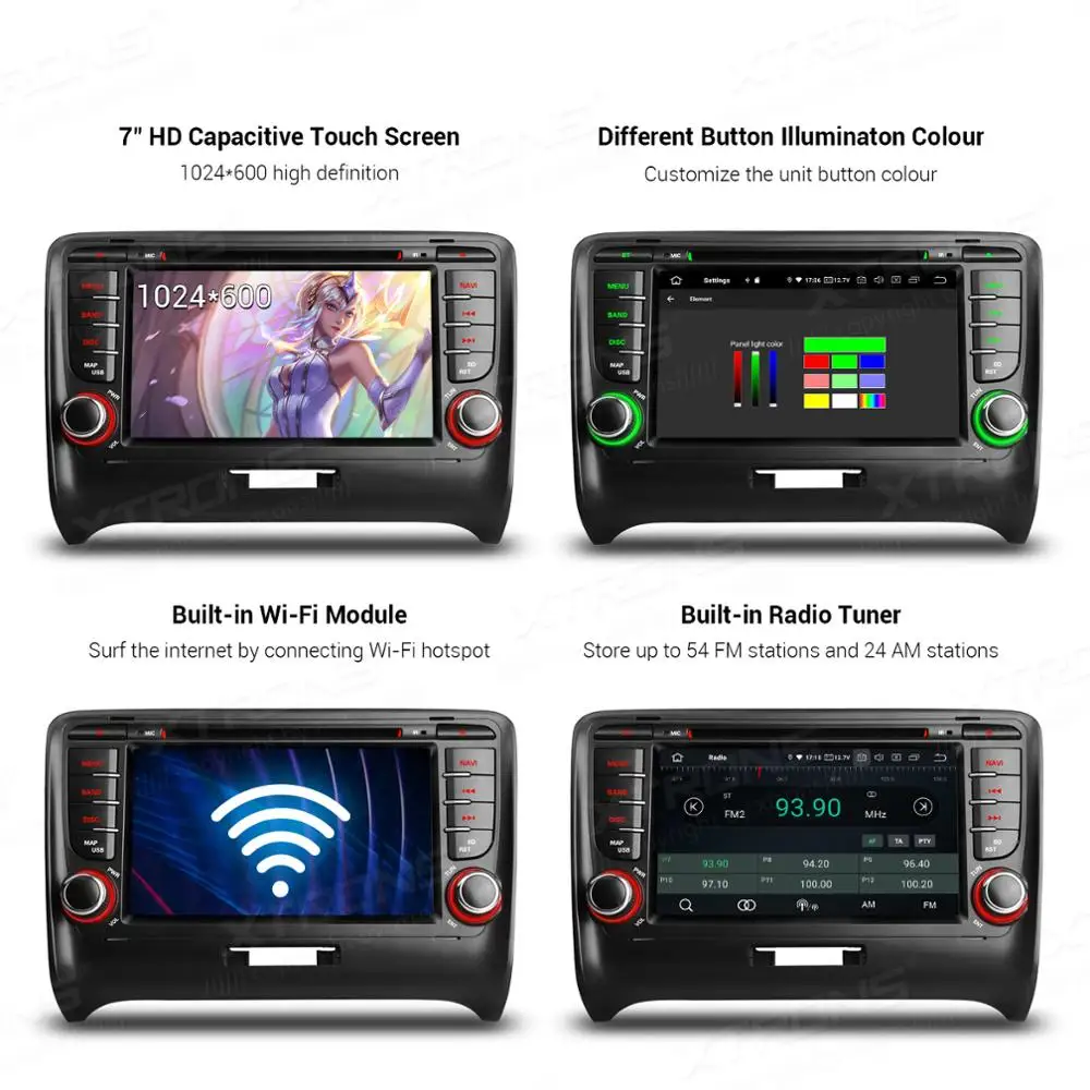 XTRONS 2 Din 7 &quotAndroid 9 0 Автомобильный DVD плеер для Audi TT MK2 8J 2006 2007 2008 2009 2010 2011 2012 gps радио OBD