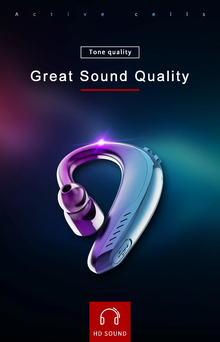 IPUDIS 5.0 Fast Charging Bluetooth Earphone Hook Wireless Headset Handfree 190mAh with Microphone