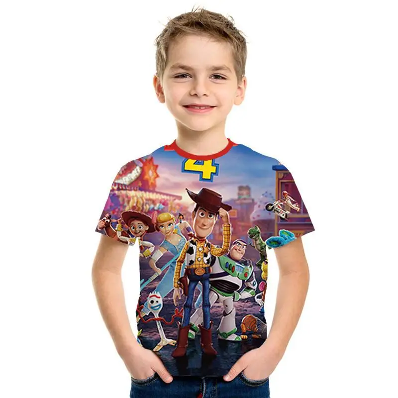 Популярный аниме История игрушек 3D estampado Nio moda nios desgaste amaderado Cool abrigo camiseta Buzz Lightyear nios ropacortamanga