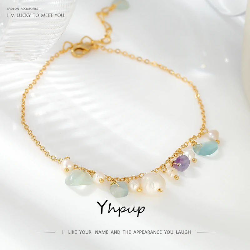 Yhpup Green Natural Stone Exquisite Anklets Leg-chain 2020 Handmade Natural Pearl Korean Metal Charm Jewelry for Women Summer Yhpup Green Natural Stone Exquisite Anklets Leg-chain 2020 Handmade Natural Pearl Korean Metal Charm Jewelry for Women Summer