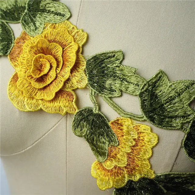 Applique In Tessuto E Pizzo Con Fiori 3D - Toppe Ricamate Per Decorare Vestiti E Accessori