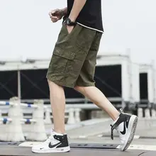 Повседневные летние хлопковые военные карго шорты мужские черные до колен свободные чиносы камуфляжные винтажные повседневные размера плюс летние