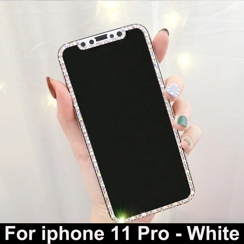 ip 11 Pro- White Роскошные Стразы, 9 H, закаленное стекло, защита экрана, Алмазное украшение, Защитная пленка для iPhone 11 Pro X XS Max XR - Цвет: ip 11 Pro- White