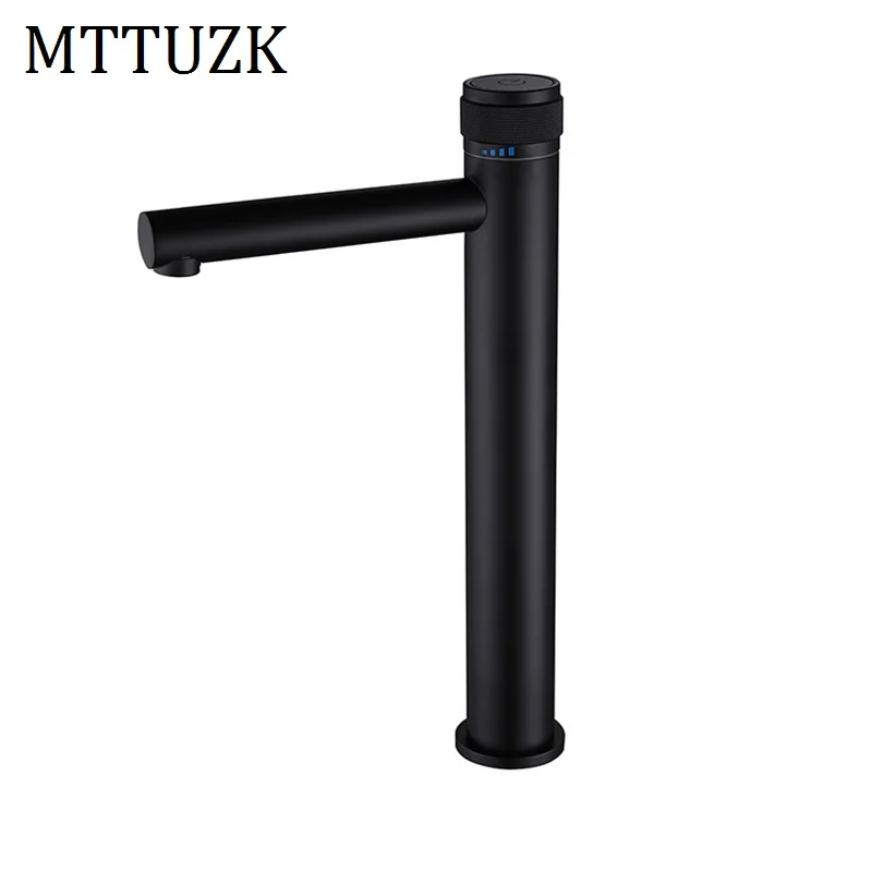 

Смеситель для раковины MTTUZK, Твердый латунный Матовый кран для ванной комнаты, для холодной и горячей воды, черный цвет, 32 см