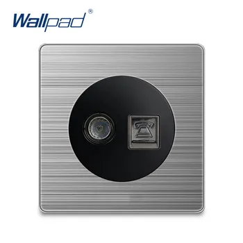 

Wallpad 2020 TV TEL Wall Power Socket Electric Outlet Silver Stainless Steel Panel For Home