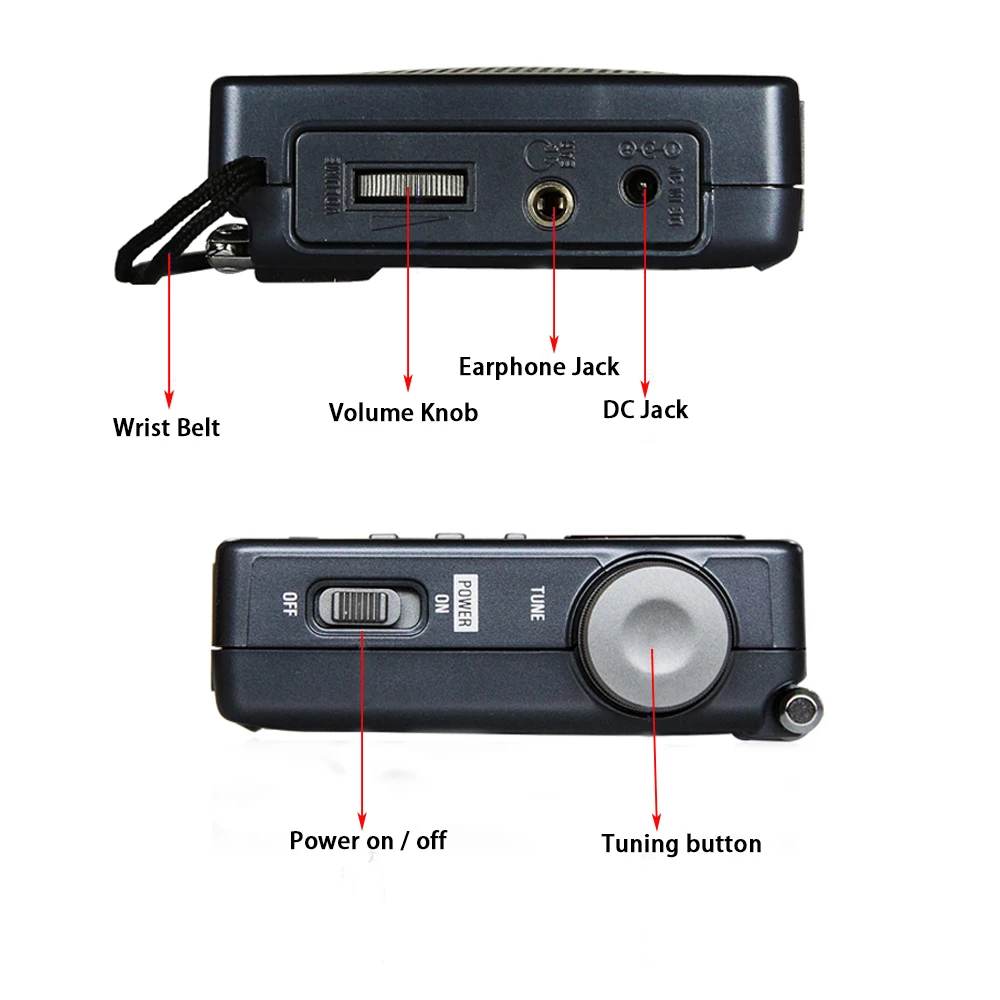 Tecsun-rádio fm Portátil Cinza com Relógio Digital Receptor de Alarme e Luz de Fundo fm mw sw 12 - Image 2