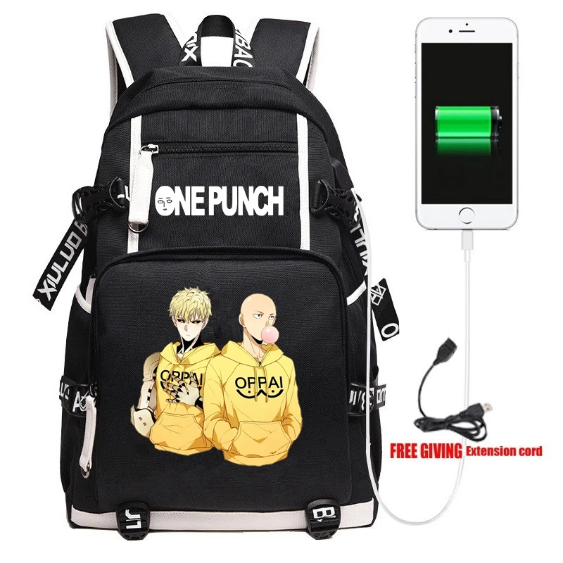 New Anime One Punch Man Backpack Unisex Travel Shoulder Laptop Bags Cartoon Teens Kids Student School Bags Bookbag Gift - Цвет: 16