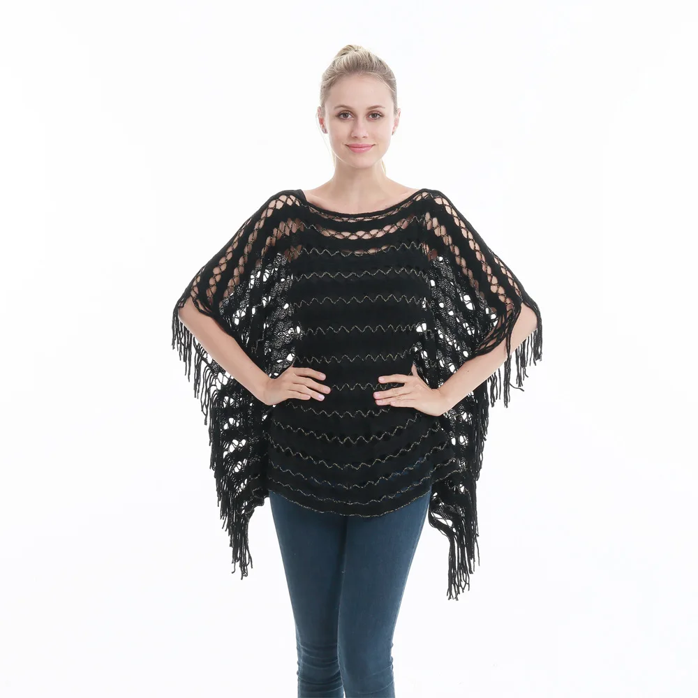 2021 Women Hollow flower Knitting Poncho Capes New Brand Summer Pullover Cape  Batwing Sleeves Shawls Sunscreen Solid Cloak