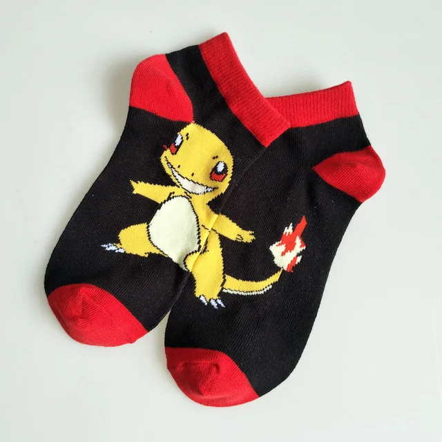 Cute Pokemon Pikachu Figure Cotton Socks Pokemon Squirtle Charmander Bulbasaur Anime Cosplay Men Women Ankle Cotton Socks PEACOCK BLUE