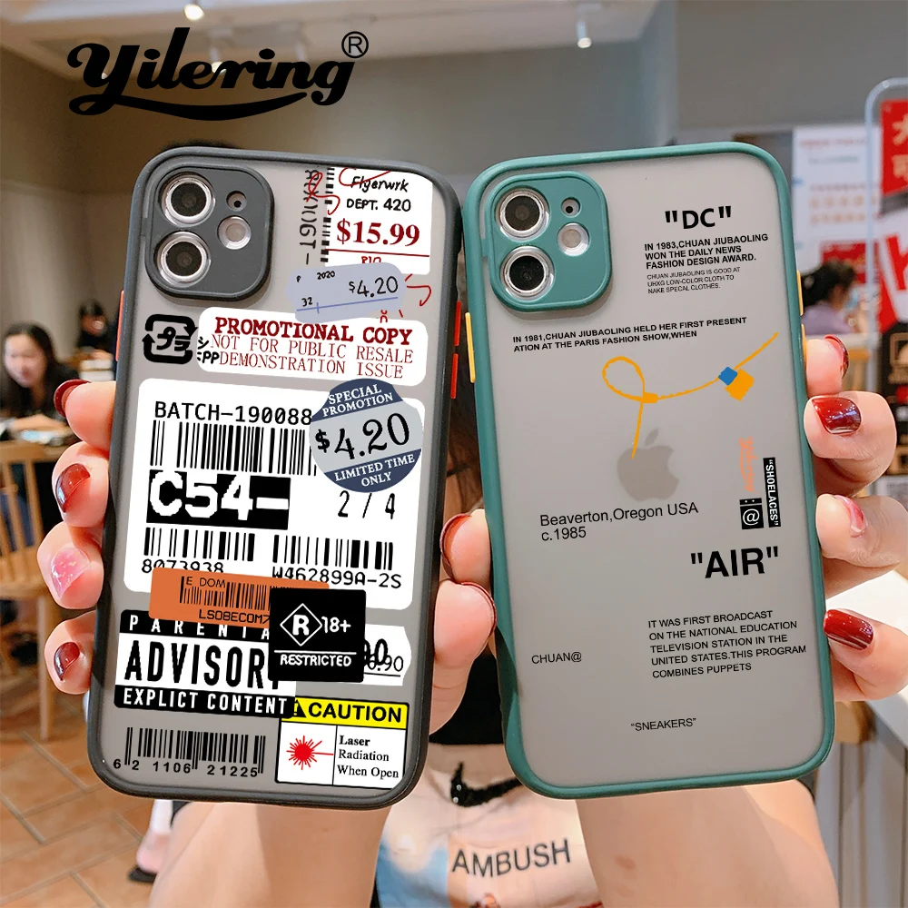 Модный матовый акриловый прозрачный чехол со штрих-кодом для iPhone 12 Pro 11 XS Max XR X Mini 7