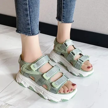 

COOTELILI Women Summer Sandals Platform Sandals Fashion Shoes 2020 New Fashion Sandal Non-slip 5cm Heel Black Basic Sandals