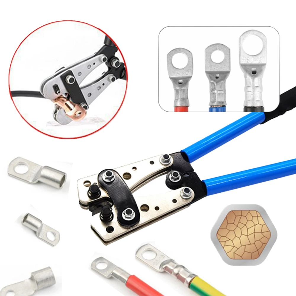 Pinza de engaste herramienta de terminales de Cable de prensado, Terminal de prensado Manual, Terminal de trinquete, de Cable de 6-50mm2 Alicates de punta - AliExpress Mejoras el
