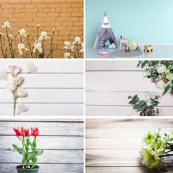 

SHENGYONGBAO Vinyl Custom Photography Backdrops Prop scenery+ Flower and Wooden Planks Photography Background 200207FK-00012