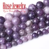 Natural Stone Purple Lepidolite Quartz Round Beads 15