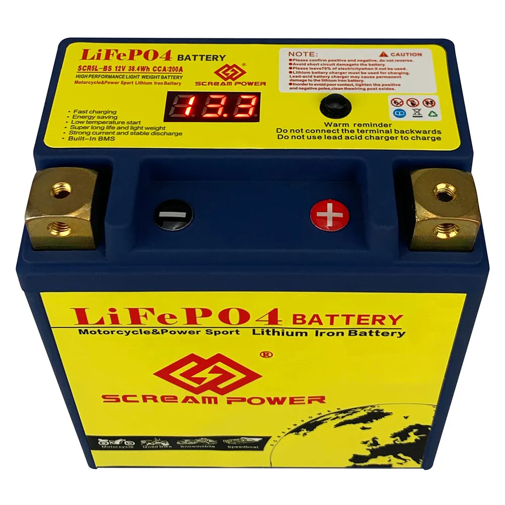 12V 5L BS 3Ah CCA 200A LifePO4 batteria avviamento moto 38.4Wh batteria