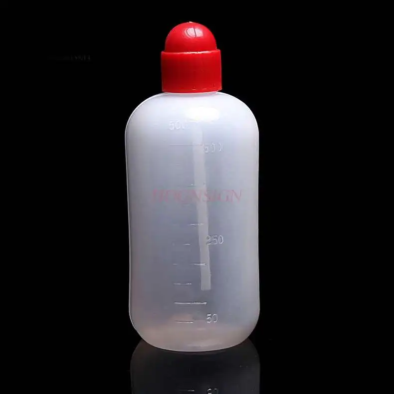500ml 빨간 머리 플라스틱 짜기 병 부는 병 팔꿈치 팔꿈치 병 세척 린스 병 화학 실험 소모품