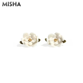 

MISHA Fashion Stud Earring For Women 925 Silver Enamel Glaze Magnolia Earrings Jewelry Gifts Fashion Stud Earring 2507