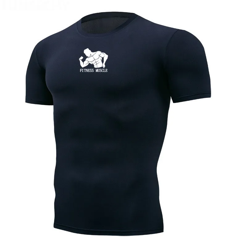 Мужские футболки, быстросохнущие облегающие футболки для фитнеса и бега, мужские брендовые компрессионные футболки с коротким рукавом для спортзала и спорта, мужская спортивная одежда