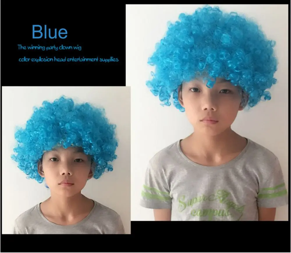 Clown funny wig colorful big-haired child headwear - Цвет: BLUE