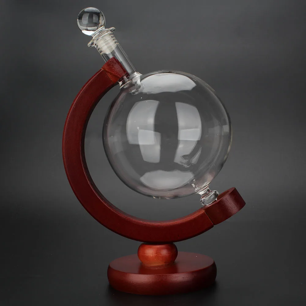 Виски Глобус креативный круглый Сферический графин с деревянным кронштейном Бессвинцовая стеклянная бутылка кувшин Бар инструмент для виски вина бренди