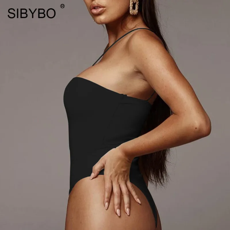 Женский хлопковый боди с открытыми плечами SIBYBO облегающий Боди без бретелек