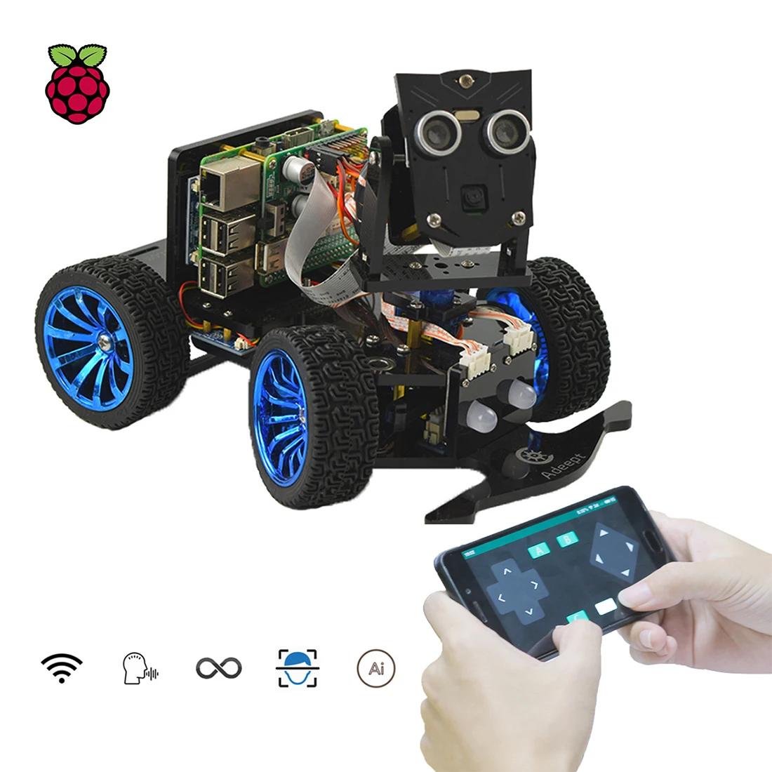 US $112.49 Adeept Mars Rover PiCarB WiFi Smart Robot Kit With Speech Recognition OpenCV RealTime Video For Raspberry Pi43Model BB
